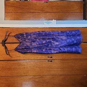 Marchesa Purple Lace Midi Dress